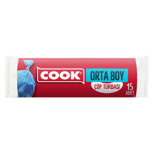 Cook Çöp Torbası Orta Boy 55 cm x 60 cm Mavi 15'li Paket