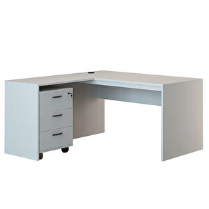 Avansas Comfort Çalışma Masası Takımı 140 cm Beyaz (Masa + Keson) buyuk 1
