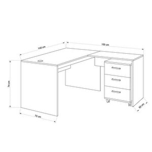 Avansas Comfort Çalışma Masası Takımı 140 cm Beyaz (Masa + Keson) buyuk 4