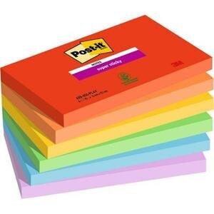 Post-it® Super Sticky Notes 76 x 127 mm Playful Colours 90 Sheets Pack of 6