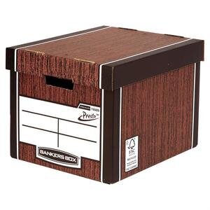 Fellowes Bankers Box® Premium 726 Presto™ Tall Cardboard Storage Box Woodgrain