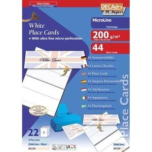 Decadry Placecards 210 x 63.5 mm 200 gsm White Pack of 44