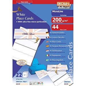Decadry Placecards White 210x63.5 PK44