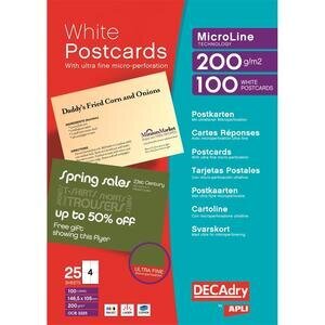 Decadry Postcards 200 gsm White Pack of 100