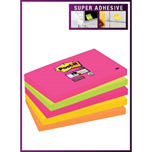 PostIt Super Sticky 76x127mm Neon R PK5