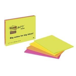 Post-it® Super Sticky Notes 200 x 149 mm Neon Colours 45 Sheets Pack of 4