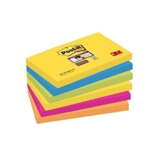 Post-it® Super Sticky Notes 76 x 127 mm Carnival Colours 90 Sheets Pack of 6