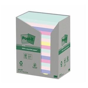 Post-it® Recycled Sticky Notes 76 x 127 mm Assorted Colours 100 Sheets Pack of 16