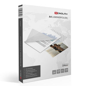 Monolith High Gloss Laminating Pouch A4 250 Micron, 216 x 303 mm, 100 pack