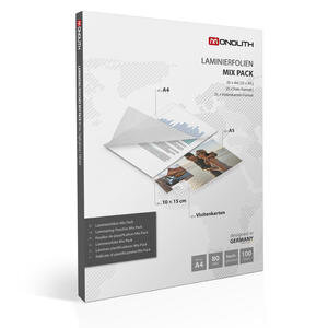 Monolith  High Gloss Laminating Pouch STARTER SET, 160 Micron, 25 x A4 / 25 x A5 / 25 x Photo Size (10" x 15") / 25 x name card