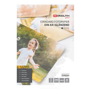 Monolith Everyday Standard High Gloss Photo Paper A4, 200 gsm, 20 sheet pack