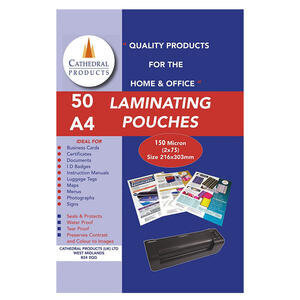 Cathedral Laminating Pouch A4 2x75 Micron Gloss (Pack 50)