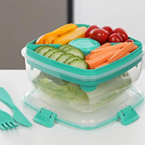 SALAD TO GO CLEAR WITH COLOURED CLIPS