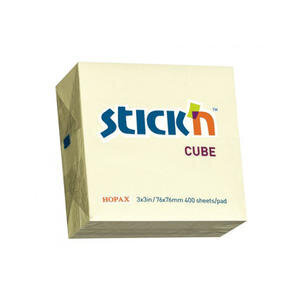 Sticky Notes Cube 76x76mm 400 Sheets Yellow