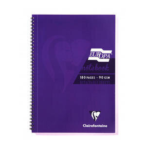Europa A4 Notebook 180 Pages 90gsm 180 Pages Purple Pack of 5