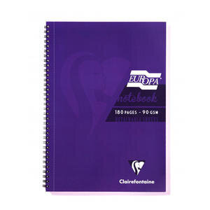 Europa A5 Notebook 180 Pages 90gsm 180 Pages Purple Pack of 5