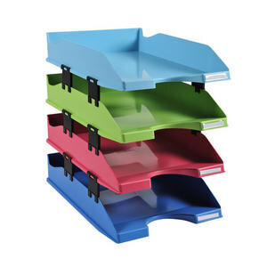 Exacompta Stackable Letter Trays Pack of 4 Colours