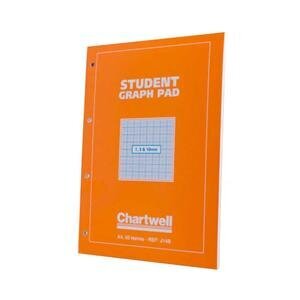 Chartwell Student A4 Graph Pad 1/5/10mm Grid 70gsm 50 Sheets White/Blue Gridded Paper 