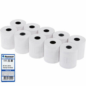 Avansas Thermal Till Roll 30 m, 56 mm width, 55 gsm, 15 mm core Pack of 10
