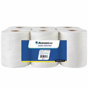Avansas Soft Jumbo Toilet Roll 2-ply 125 m Pack of 12