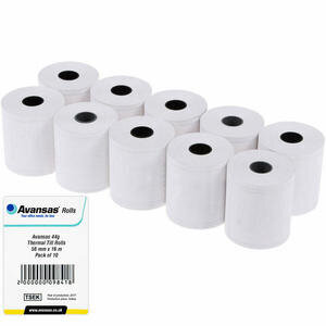 Avansas Thermal Till Roll 16 m, 56 mm width, 44 gsm, 15 mm core Pack of 10