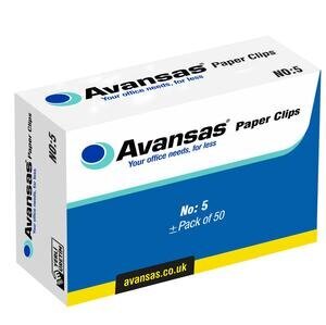 Avansas No.5 Paperclips 50 mm Pack of 50