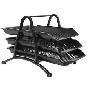 Ark 1900 Letter Tray Plastic Movable Black 3-Tier