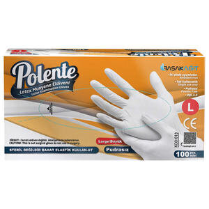 Polente Latex Disposable Gloves Powder-Free Large Pack of 100