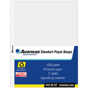Avansas A4 Punched Pocket 40 Micron Pack of 100
