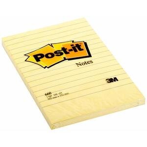 Post-it® Sticky Notes 101 x 152 mm Canary Yellow 100 Sheets Ruled Pack of 6