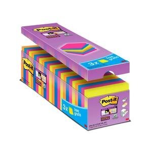 Post-it® Super Sticky Notes 76 x 76 mm Assorted Colours 90 Sheets Pack of 24
