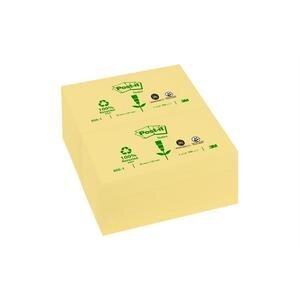 Post-it® Recycled Sticky Notes 76 x 127 mm Canary Yellow 100 Sheets Pack of 12