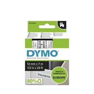 Dymo D1 S0720530 / 45013 Authentic Label Tape, Self-Adhesive, Black Print on White 12 mm x 7 m