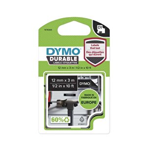 DYMO D1 Durable 12mmX3M WT on BK