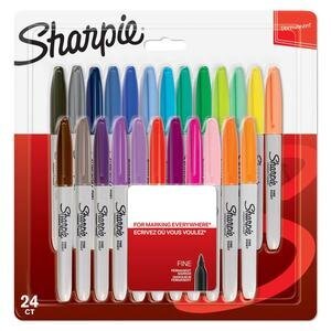Sharpie Fine Point Permanent Markers Electro Pop & Assorted Original Colours Pack of 24