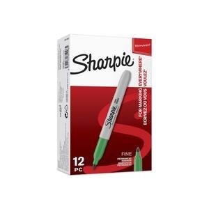 Sharpie Fine Point Permanent Marker 1.0 mm Green Pack of 12