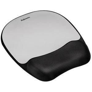 Fellowes Memory Foam Mouse Pad with Wrist Support Silver/Black