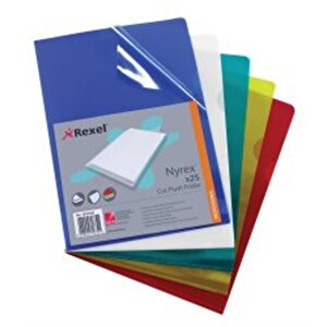 Rexel Nyrex Folder Cut Flush A4 YL PK25