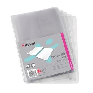 Rexel Nyrex Twin Wallet Folder Clear 12195 Pack of 25