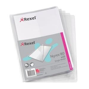 Rexel Nyrex Single Wallet with Pocket A4 Clear Pack of 25