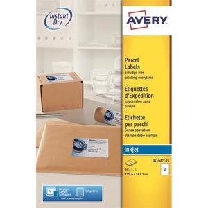 Avery QuickDRY™ Address Labels, Self-Adhesive Inkjet, J8168-25, 200 x 144 mm, 50 Labels