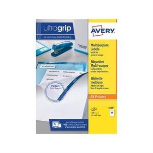 Avery UltraGrip™ Multipurpose Labels, Self-Adhesive All Printers, 3653, 105 x 42.3 mm, 1400 Labels