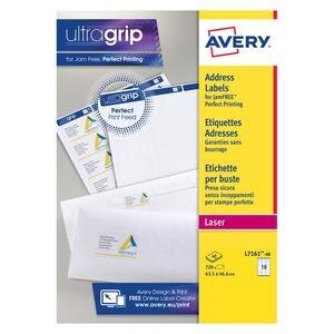Avery UltraGrip™ Address Labels, Self-Adhesive Laser, L7161-40, 63.5 x 46.6 mm, 720 Labels
