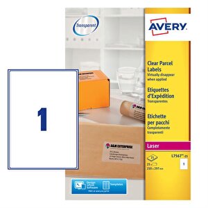 Avery Clear Label 210x297mm PK25