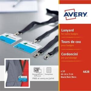 Avery 4828 Lanyards for Name Badges 440 x 20 mm Black Pack of 10