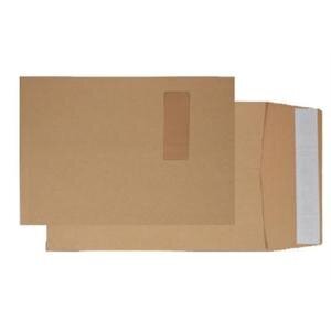 Blake Purely Packaging C4 324 x 229 x 25 mm Pocket Gusset Window Peel & Seal Envelopes 130 gsm Manilla Pack of 125