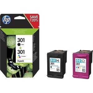 HP 301 Original Ink Cartridge Black + Tri-colour N9J72AE 1x3 ml 1x4.5 ml Combo Pack of 2