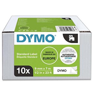 Dymo D1 BK/WH Tape 9mm PK10