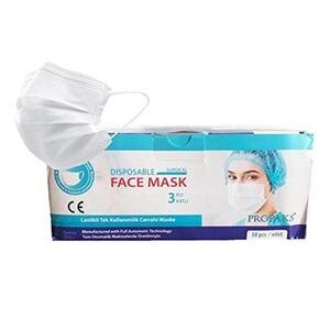 Propaks Face Mask 3 ply White Pack of 50