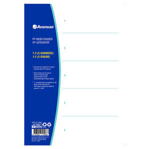 Avansas A4 Index Divider Polypropylene 1-5 Digits